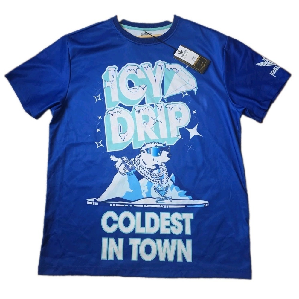 NWT Jewel House Royal Blue Icy Drip Graphic Streetwear Shirt Men's Size 4X